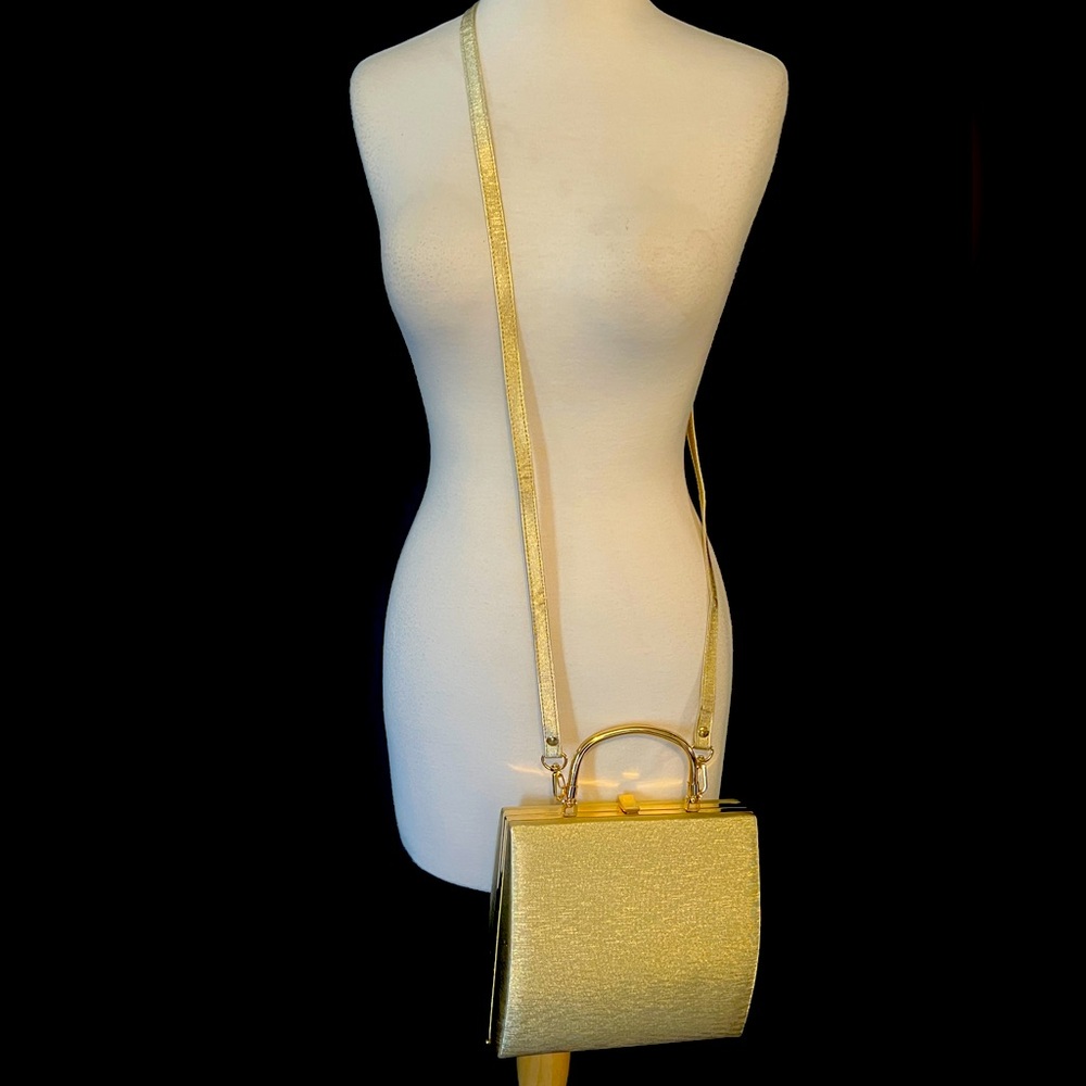 Beautiful Gold Shimmer Evening Bag Hard Sell Cross Body Purse